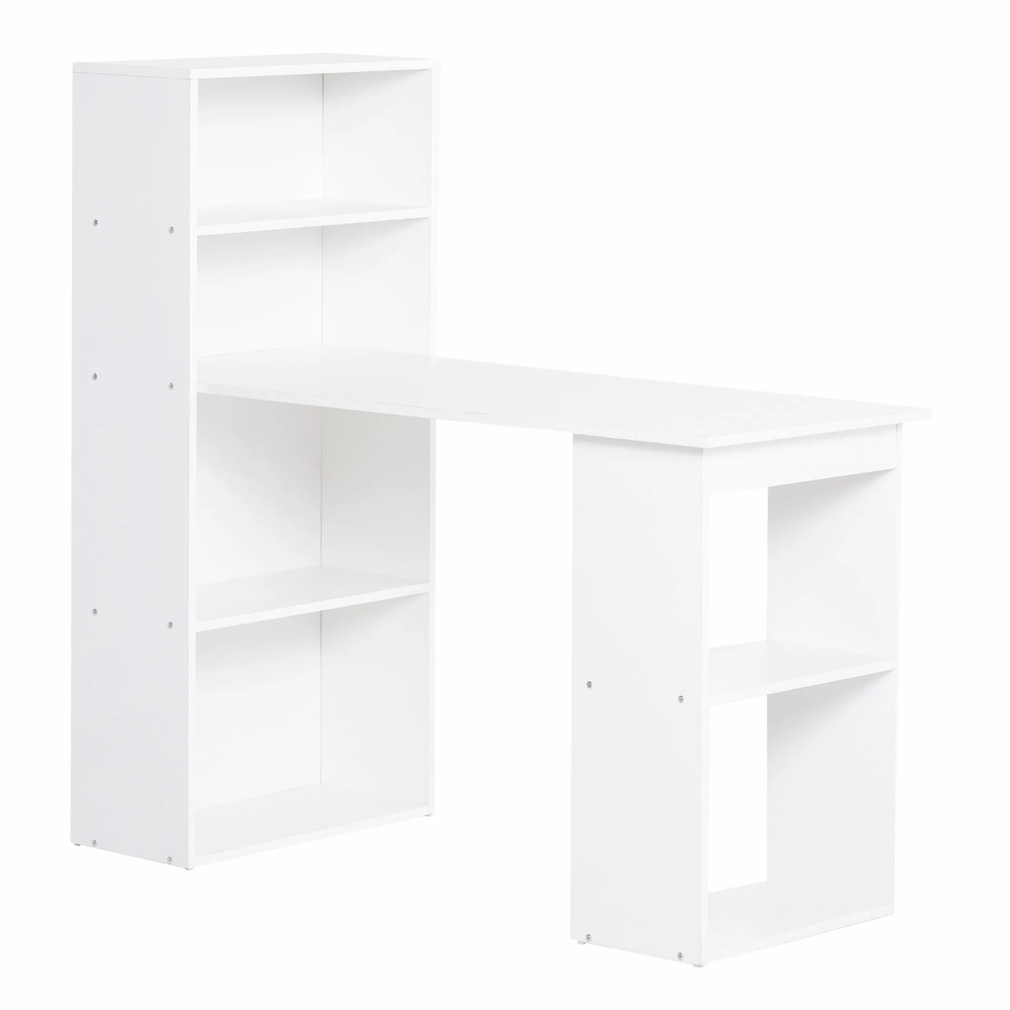 120cm Modern Computer Desk Bookshelf Writing Table Workstation PC Laptop Study Home Office 6 Shelves White