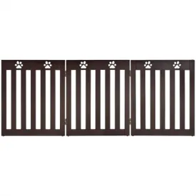 24" Folding Wooden Freestanding Dog Gate w/360° Flexible Hinge for Pet-Espresso