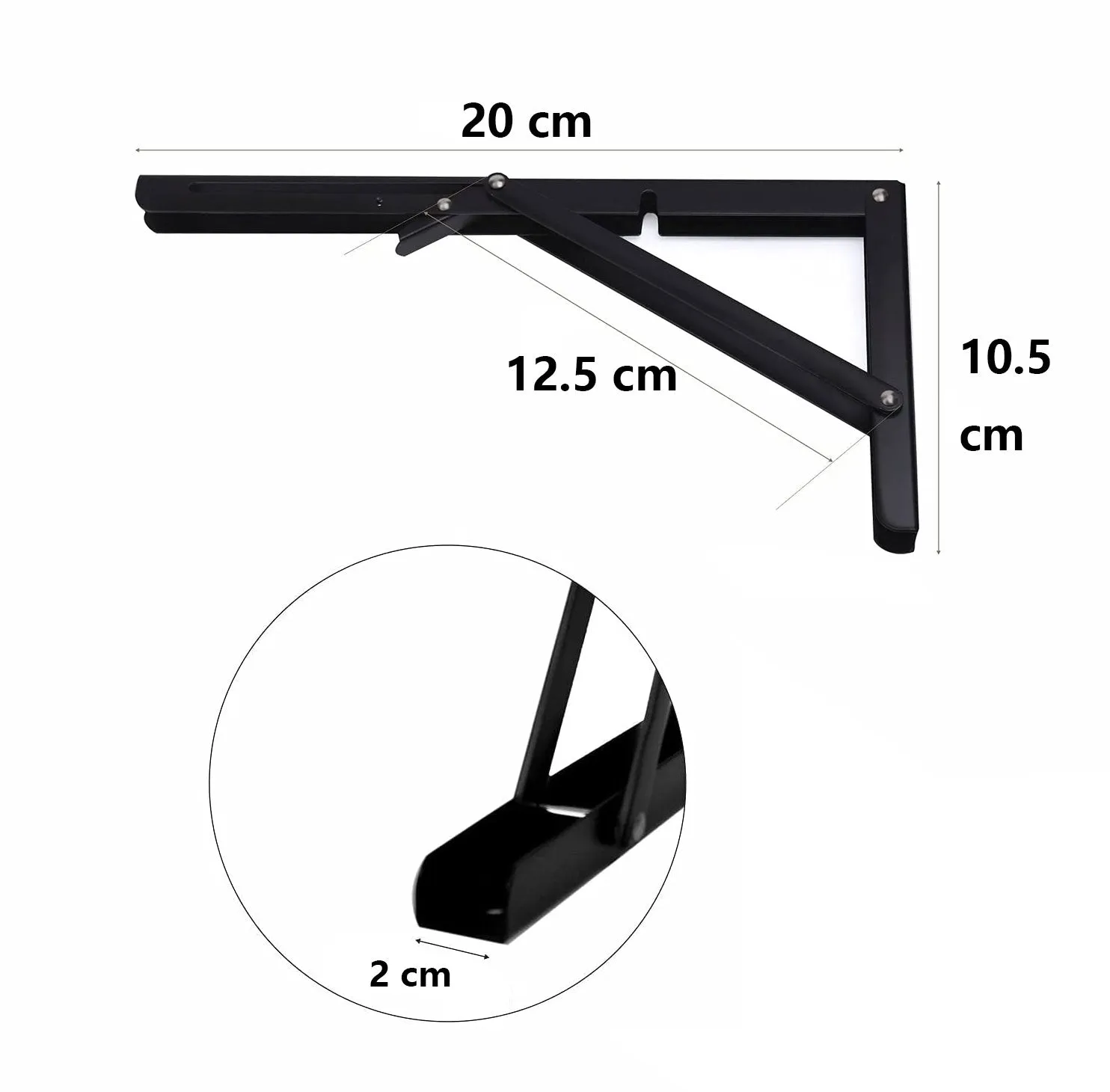 2pcs Space Saving Wall Mounted DIY Folding Shelf Brackets-20x10.5cm