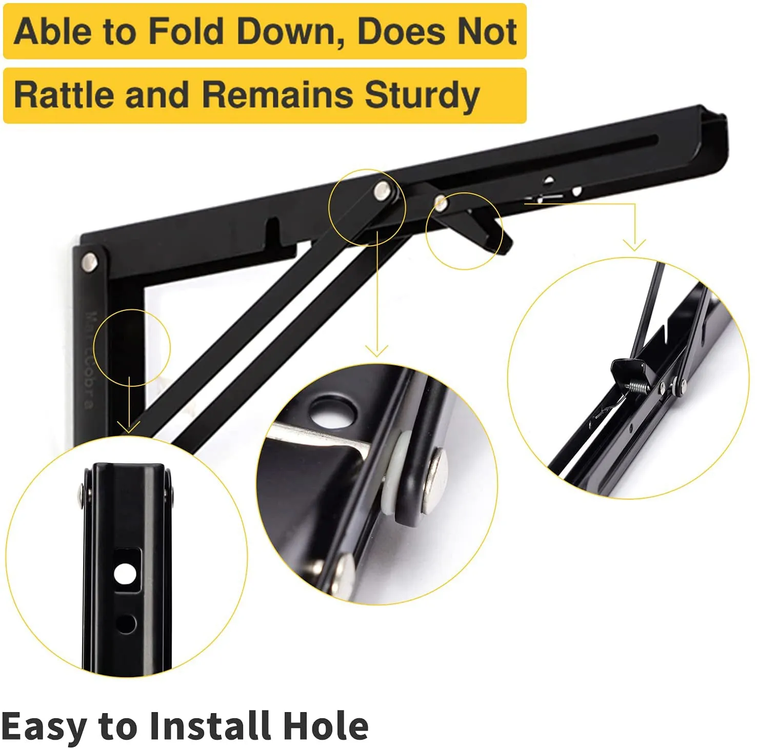 2pcs Space Saving Wall Mounted DIY Folding Shelf Brackets-20x10.5cm