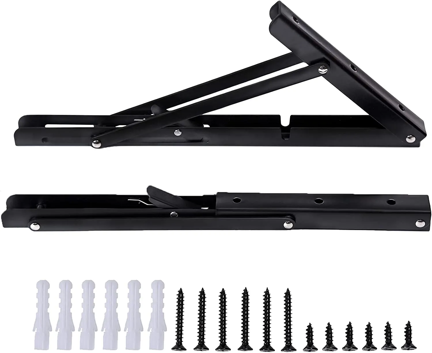 2pcs Space Saving Wall Mounted DIY Folding Shelf Brackets-20x10.5cm