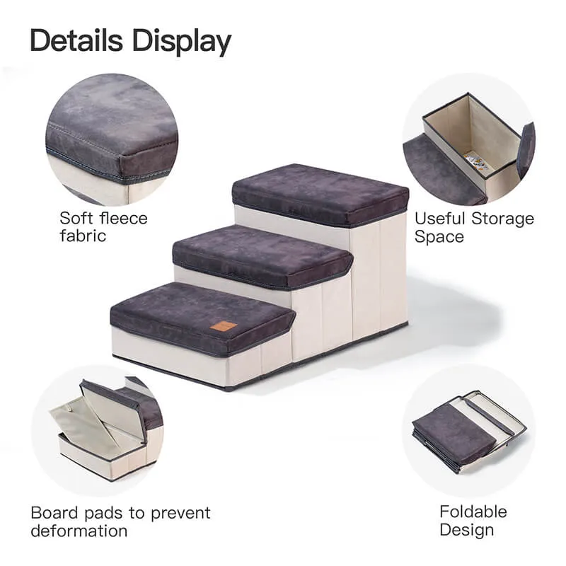 3 Tiers Foldable Dog Stairs - 14" Pet Stairs/Pet Steps