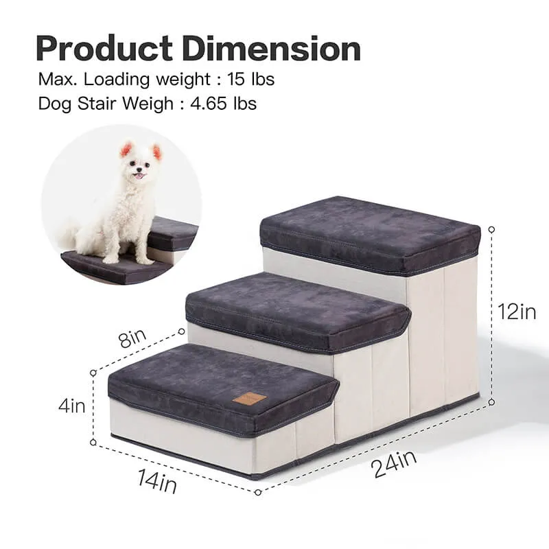 3 Tiers Foldable Dog Stairs - 14" Pet Stairs/Pet Steps