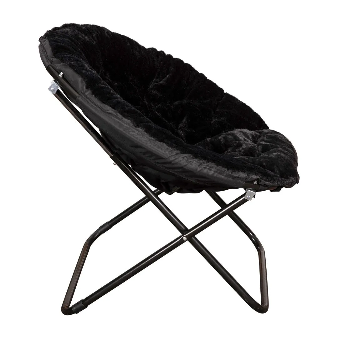 38" Oversized Faux Fur Moon Chair for Dorm & Bedroom - Portable & Comfortable