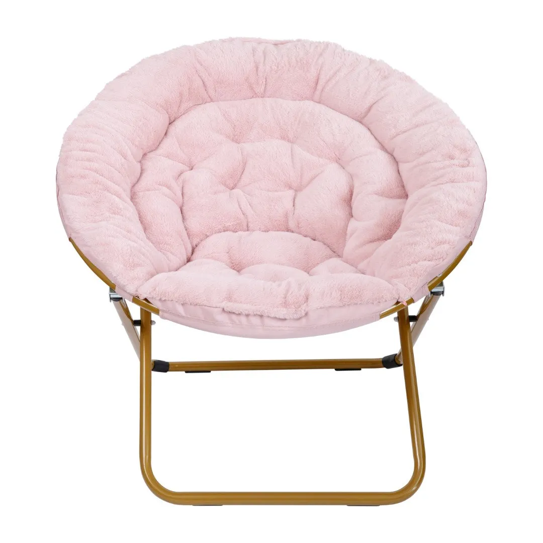 38" Oversized Faux Fur Moon Chair for Dorm & Bedroom - Portable & Comfortable