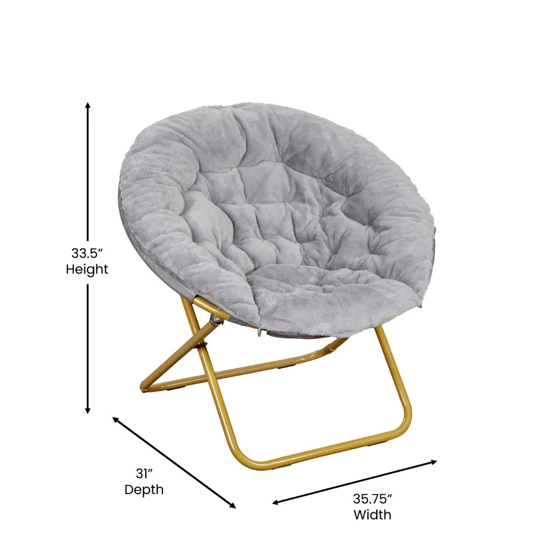 38" Oversized Faux Fur Moon Chair for Dorm & Bedroom - Portable & Comfortable
