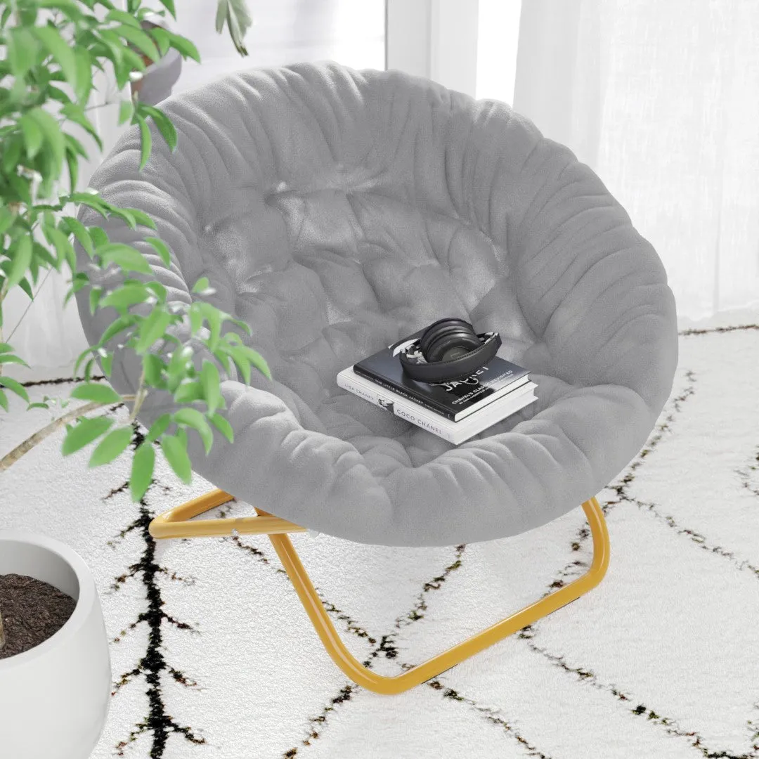 38" Oversized Faux Fur Moon Chair for Dorm & Bedroom - Portable & Comfortable