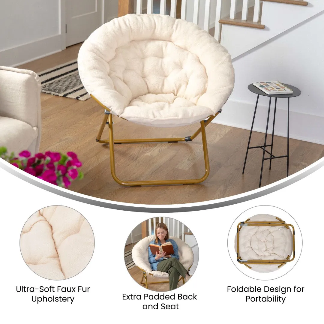38" Oversized Faux Fur Moon Chair for Dorm & Bedroom - Portable & Comfortable