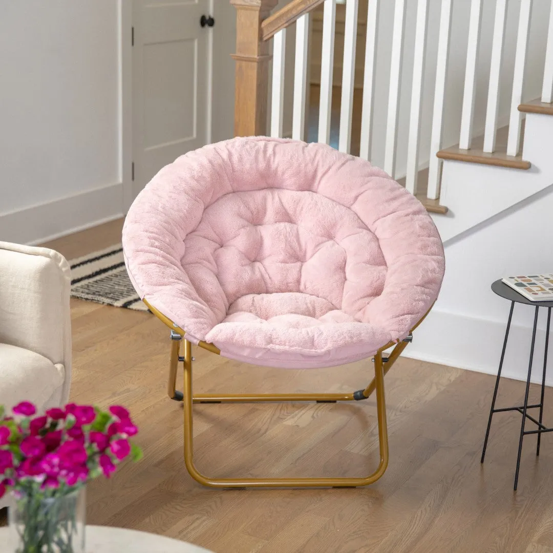 38" Oversized Faux Fur Moon Chair for Dorm & Bedroom - Portable & Comfortable