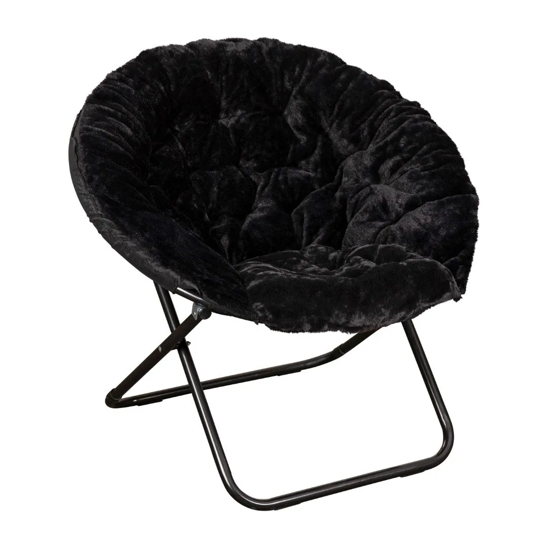 38" Oversized Faux Fur Moon Chair for Dorm & Bedroom - Portable & Comfortable
