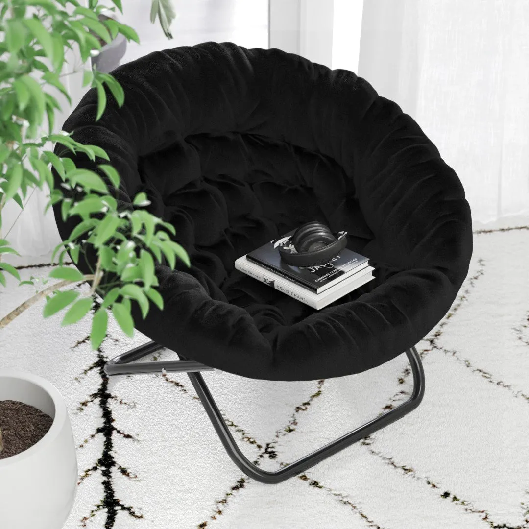 38" Oversized Faux Fur Moon Chair for Dorm & Bedroom - Portable & Comfortable