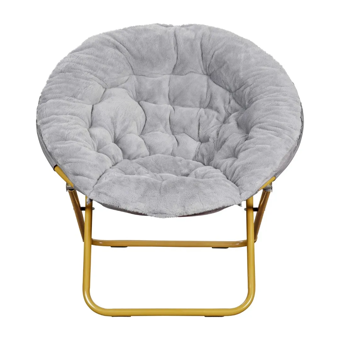 38" Oversized Faux Fur Moon Chair for Dorm & Bedroom - Portable & Comfortable