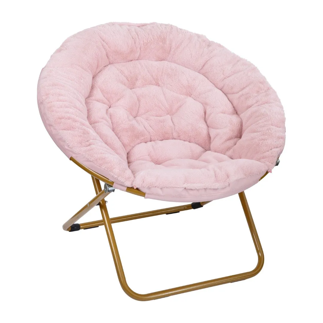 38" Oversized Faux Fur Moon Chair for Dorm & Bedroom - Portable & Comfortable
