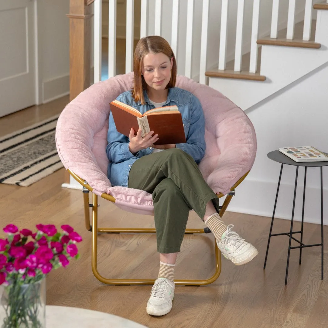 38" Oversized Faux Fur Moon Chair for Dorm & Bedroom - Portable & Comfortable