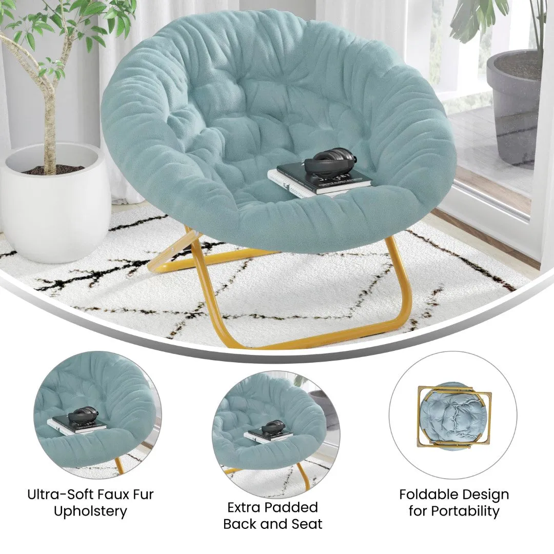 38" Oversized Faux Fur Moon Chair for Dorm & Bedroom - Portable & Comfortable