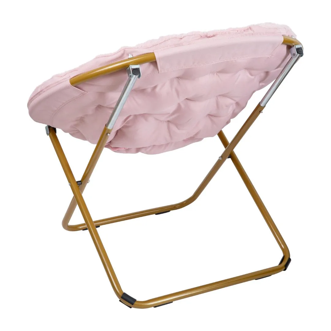 38" Oversized Faux Fur Moon Chair for Dorm & Bedroom - Portable & Comfortable