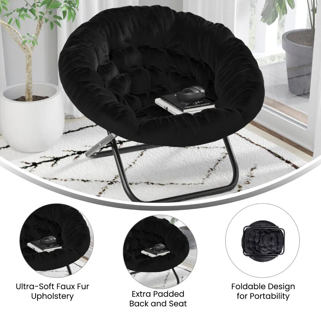 38" Oversized Faux Fur Moon Chair for Dorm & Bedroom - Portable & Comfortable