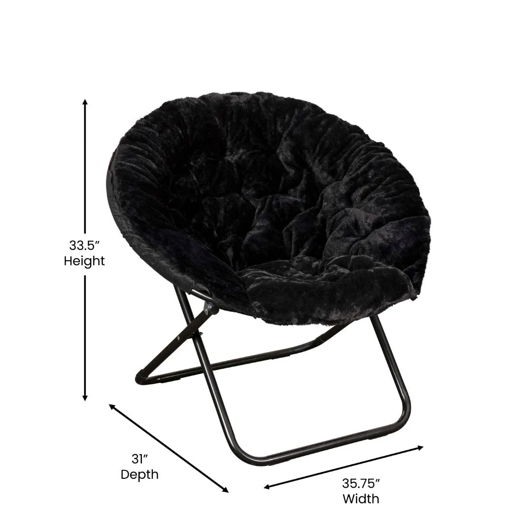 38" Oversized Faux Fur Moon Chair for Dorm & Bedroom - Portable & Comfortable