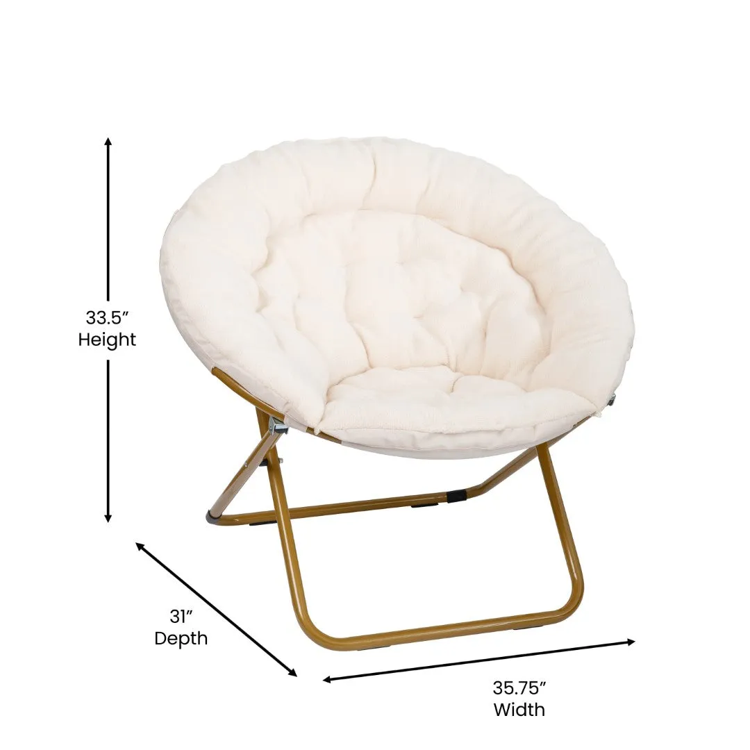 38" Oversized Faux Fur Moon Chair for Dorm & Bedroom - Portable & Comfortable