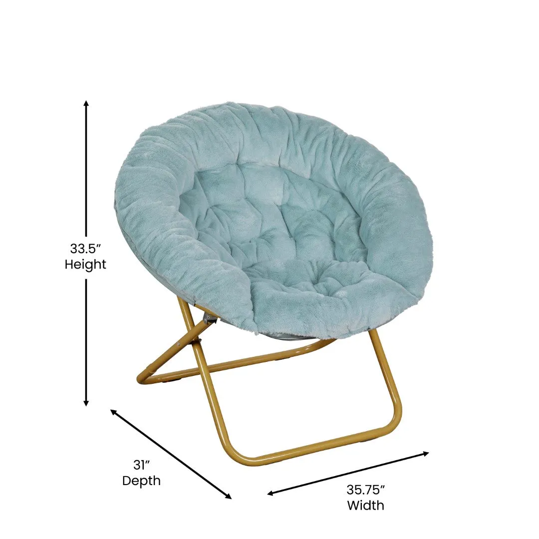38" Oversized Faux Fur Moon Chair for Dorm & Bedroom - Portable & Comfortable