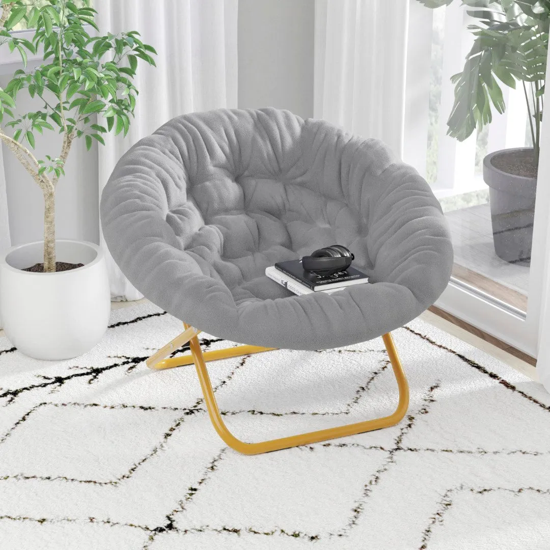 38" Oversized Faux Fur Moon Chair for Dorm & Bedroom - Portable & Comfortable