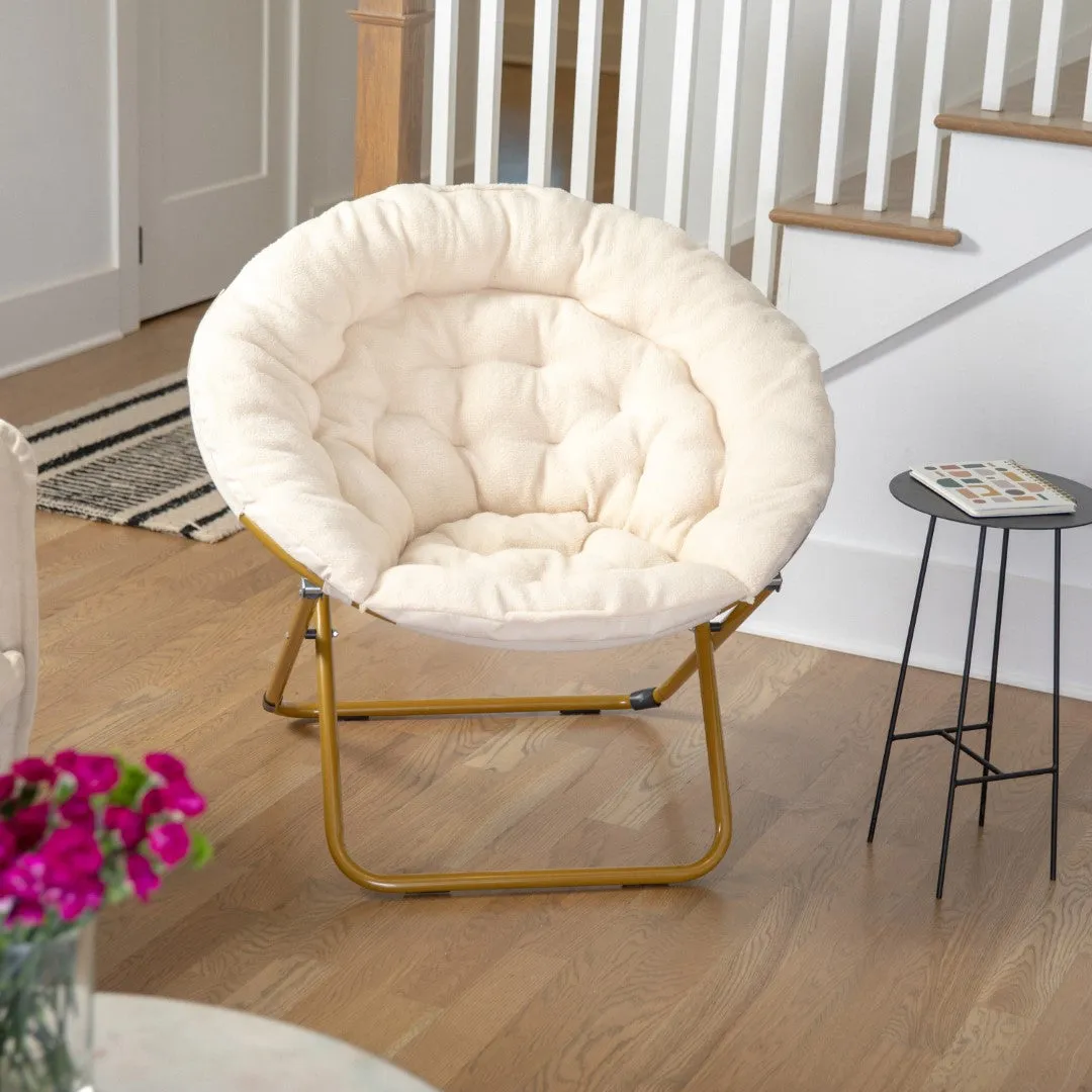 38" Oversized Faux Fur Moon Chair for Dorm & Bedroom - Portable & Comfortable