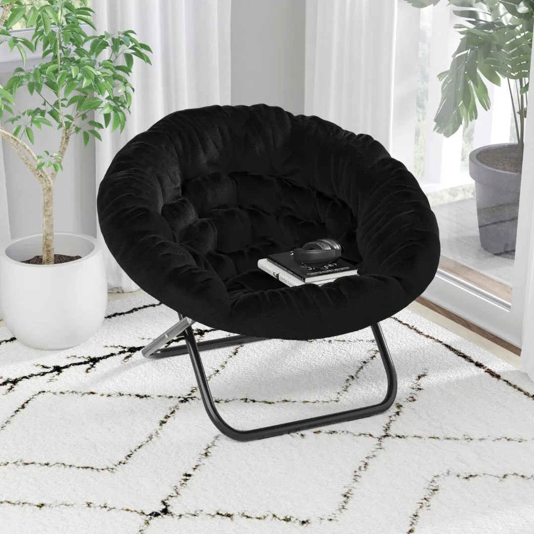 38" Oversized Faux Fur Moon Chair for Dorm & Bedroom - Portable & Comfortable