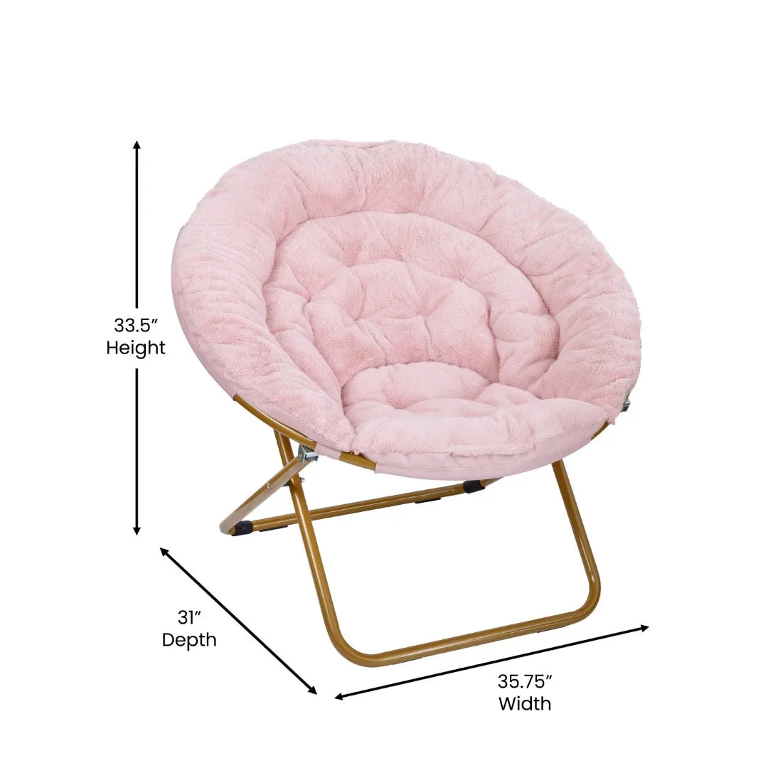 38" Oversized Faux Fur Moon Chair for Dorm & Bedroom - Portable & Comfortable