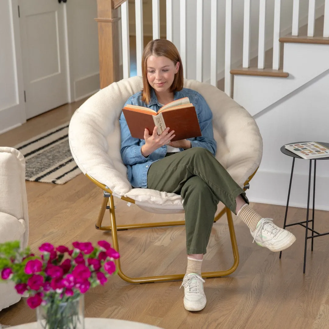 38" Oversized Faux Fur Moon Chair for Dorm & Bedroom - Portable & Comfortable
