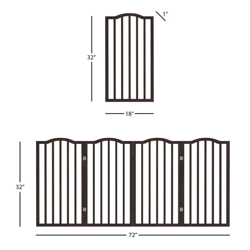 4-Panel Wooden Pet Gate Free-Standing Barrier Can Be Used to Block off Access to Certain Areas Stairs, Hallways
