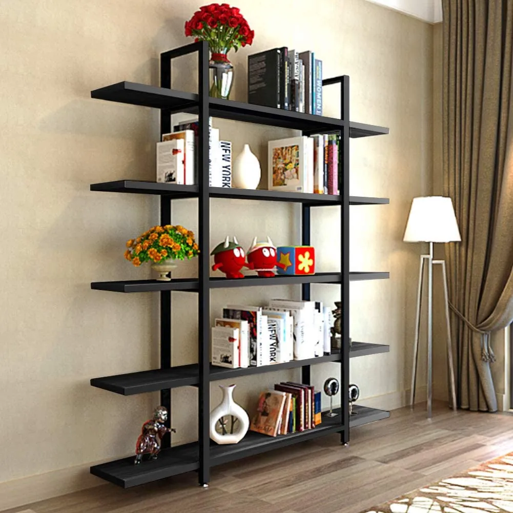 5-Tier Bookshelf, Vintage Industrial Style 70 ‘’ H x 12’’ W x 47’’L