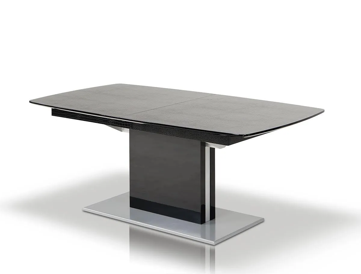 A&X Centro Modern Black Crocodile Dining Table