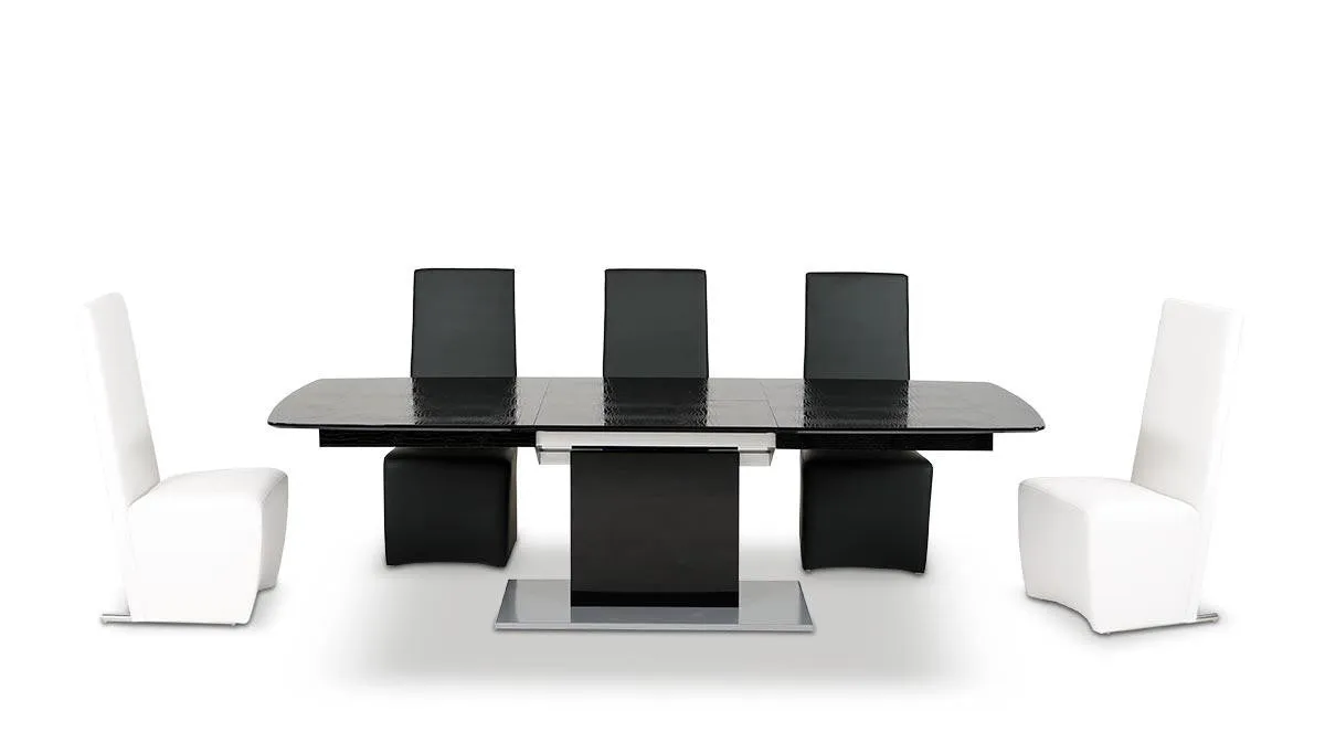 A&X Centro Modern Black Crocodile Dining Table