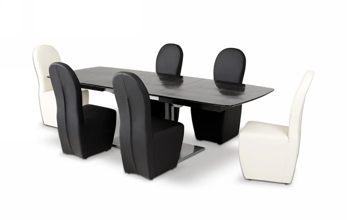 A&X Centro Modern Black Crocodile Dining Table