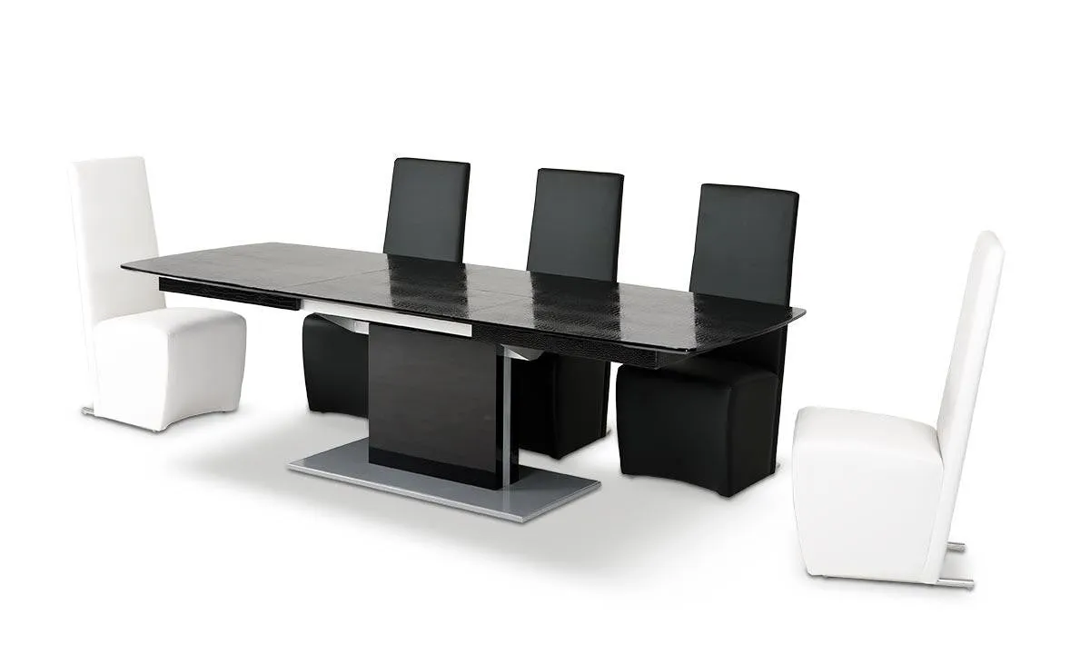 A&X Centro Modern Black Crocodile Dining Table