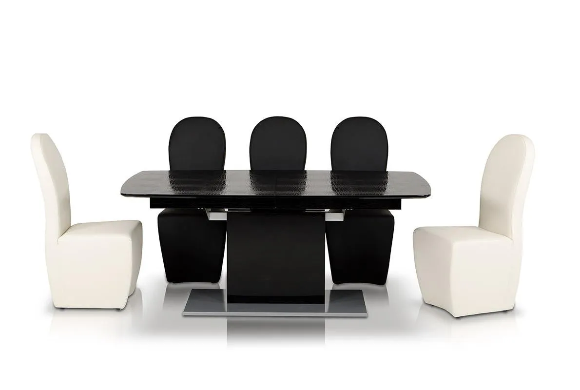A&X Centro Modern Black Crocodile Dining Table
