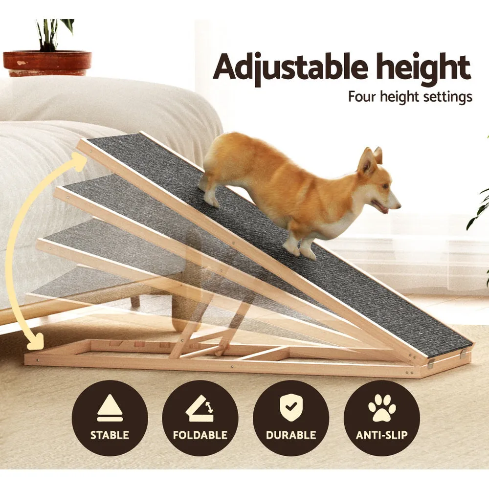 Adjustable Height Dog Ramp with Steps and Non-Slip Mat i.Pet