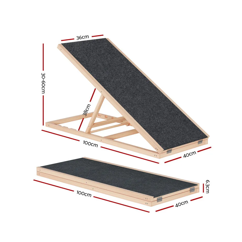 Adjustable Height Dog Ramp with Steps and Non-Slip Mat i.Pet