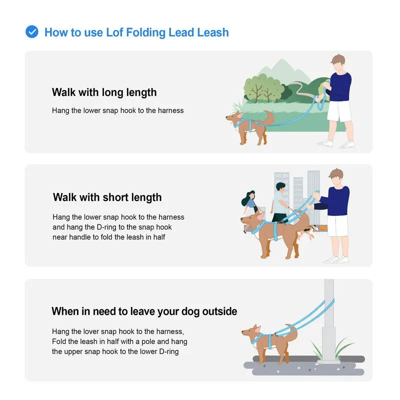 Adjustable Lof Folding Lead Leash for Dogs