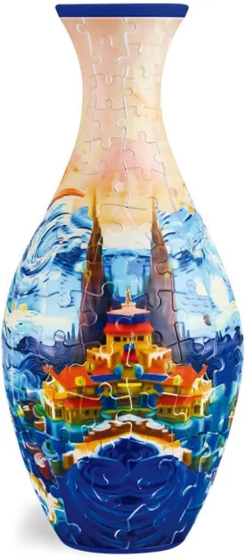 Adult 3D Puzzle Vase - 160 Pieces DIY Vase Set, Waterproof, No Glue Required, Creative Home Decoration and Unique Holiday, Wedding Gifts (9.6x4.3 Inches, Multicolor) (Castle)