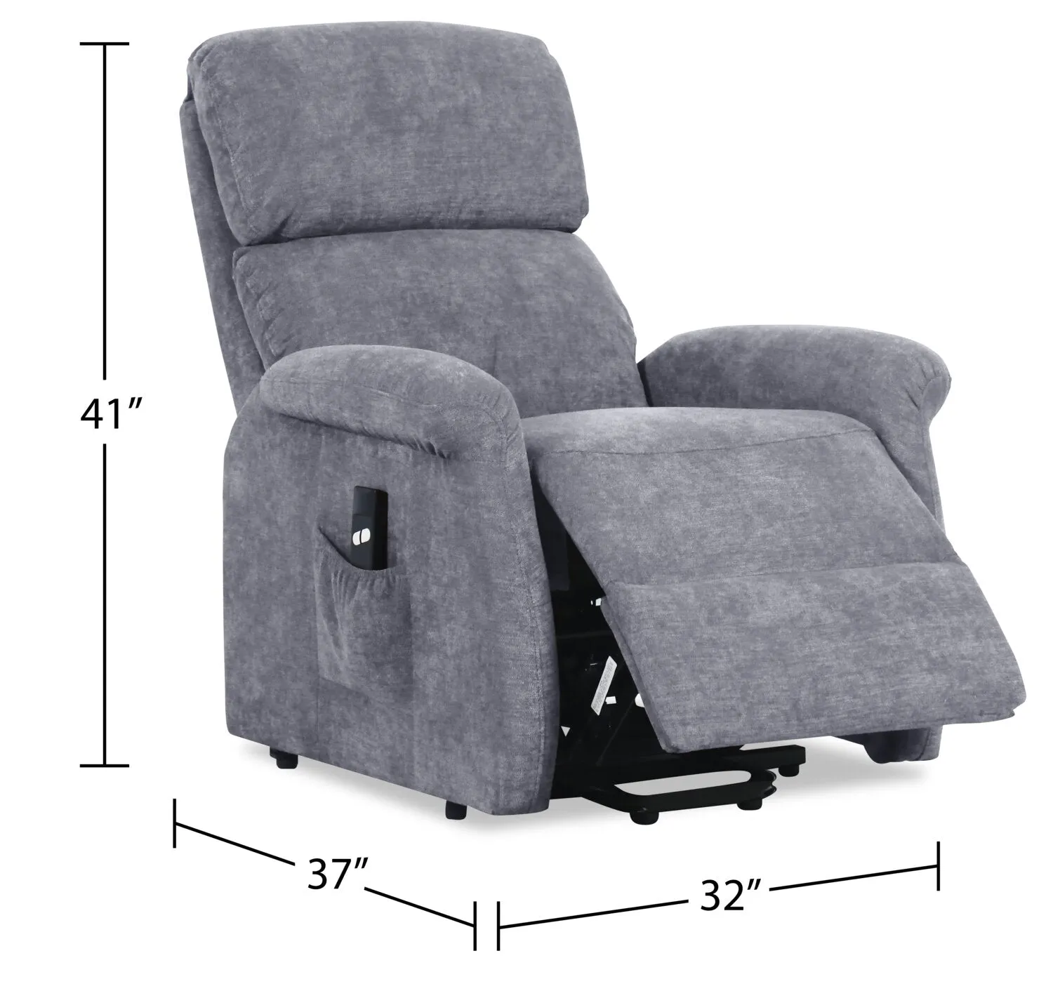 Agosto Chenille Power Lift Reclining Chair - Grey