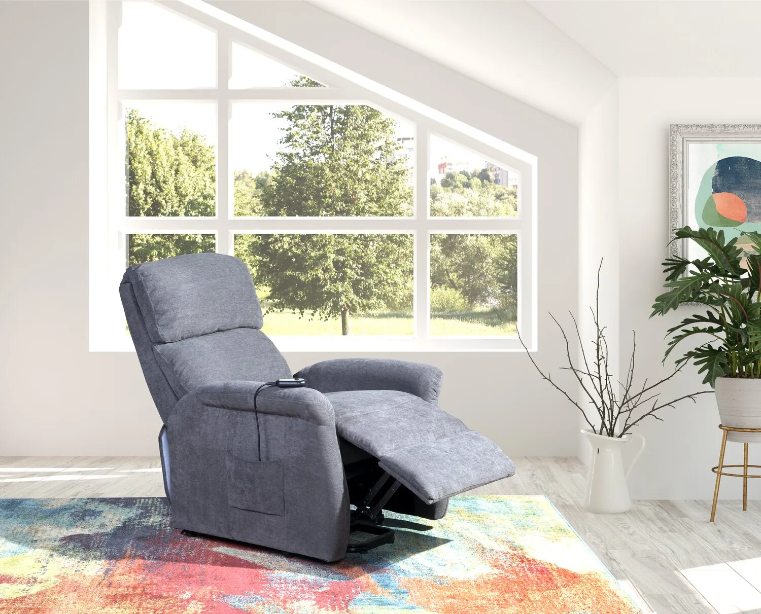 Agosto Chenille Power Lift Reclining Chair - Grey