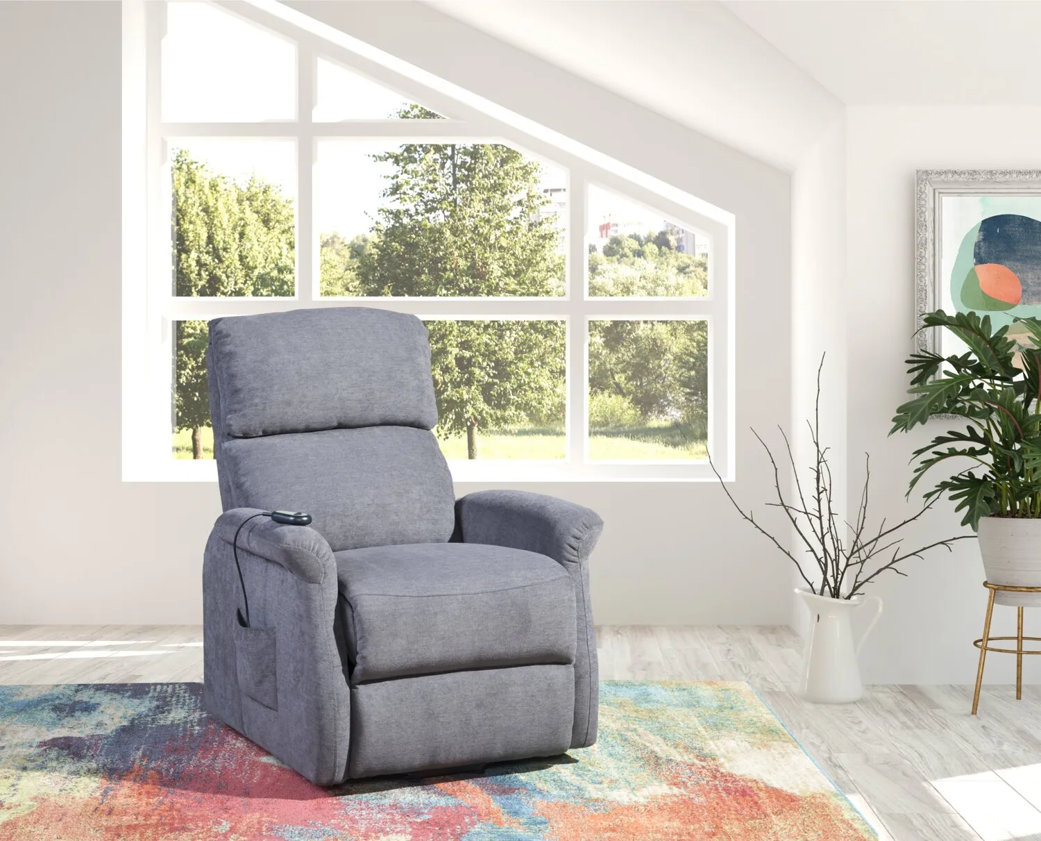 Agosto Chenille Power Lift Reclining Chair - Grey