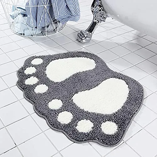 Aiegoor Bathroom Rugs Mats Water Absorbent Non-Slip Mat Used in Bathroom, Shower, Room, Etc.Soft Microfiber Bath Mat Machine Washable Bath Mat Big Feet Bathroom Mat (Gray 16x24'')