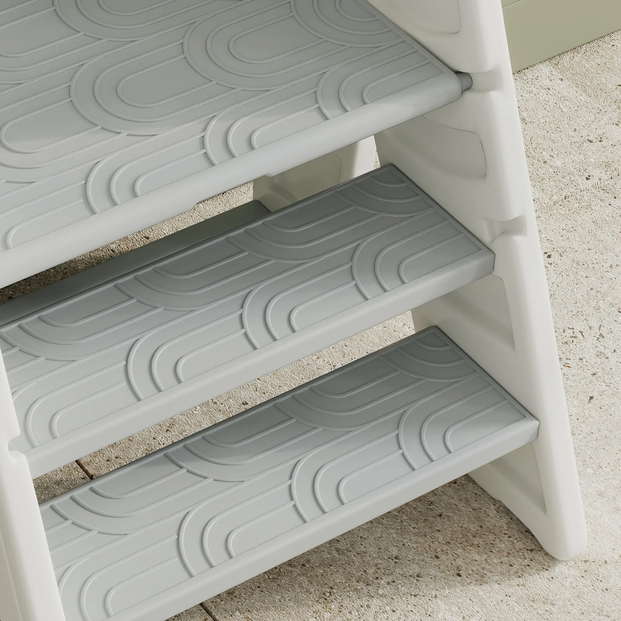 AIYAPLAY Toddler Tower, Foldable & Adjustable, with Handle, Non-Slip, Grey