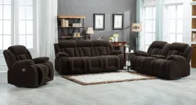 Amabel 3-Pc Dark Brown Manual Recliner Sofa Set