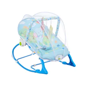 Amazon Brand - Supples Baby Rocker with Detachable Toy Bar, Calming Vibration, Safe, with Mosquito net, Portable (Blue)