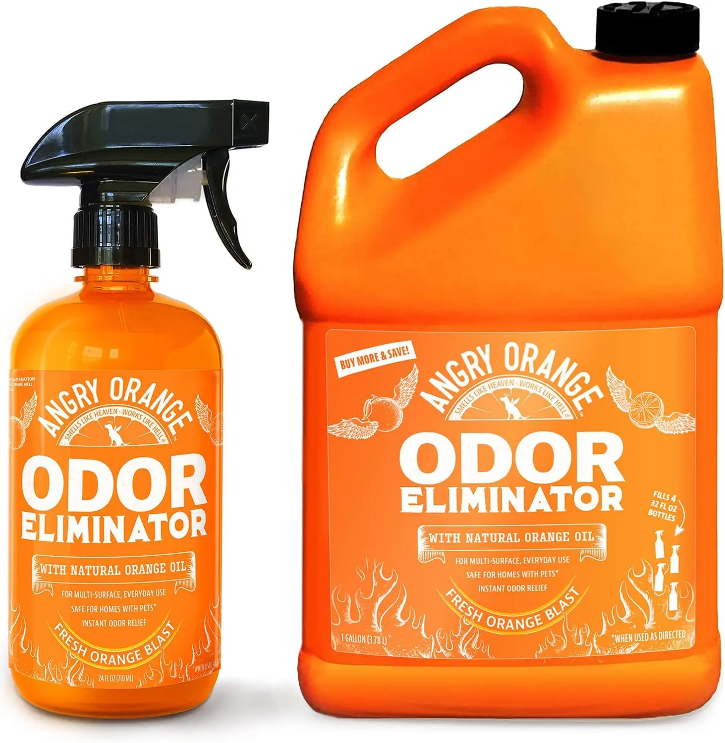 ANGRY ORANGE Pet Odor Eliminator for Strong Odor  2-Pack Citrus Deodorizers for Dog or Cat Smells with 1-Gallon Refill