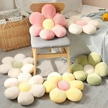 Anyhouz Plush Pillow Green Five Petal Flower Shape Stuffed Soft Pillow Seat Cushion Room Decor 50cm