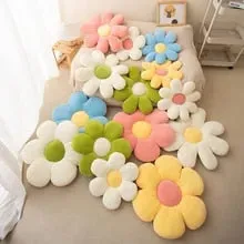 Anyhouz Plush Pillow Green Five Petal Flower Shape Stuffed Soft Pillow Seat Cushion Room Decor 50cm
